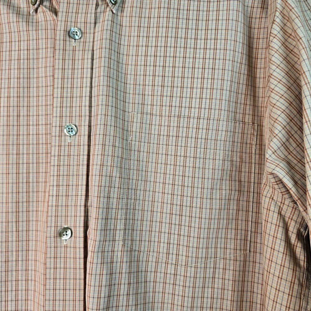 EDDIE BAUER RELAXED FIT WRINKLE RESISTANT LONG SLEEVE TAN PLAID SHIRT SIZE LARGE - Picture 7 of 8